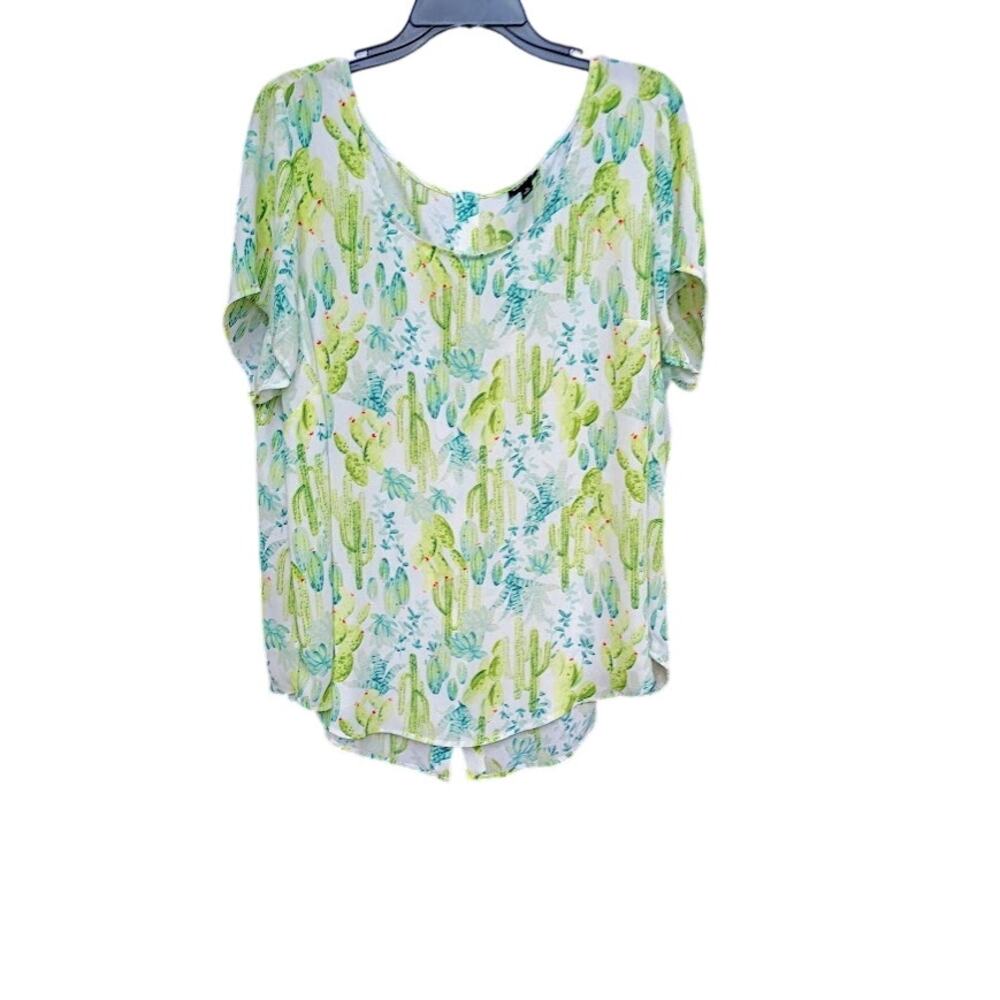 Torrid Abbey Blouse Georgette Button Back Multi Cactus Print Size 1X